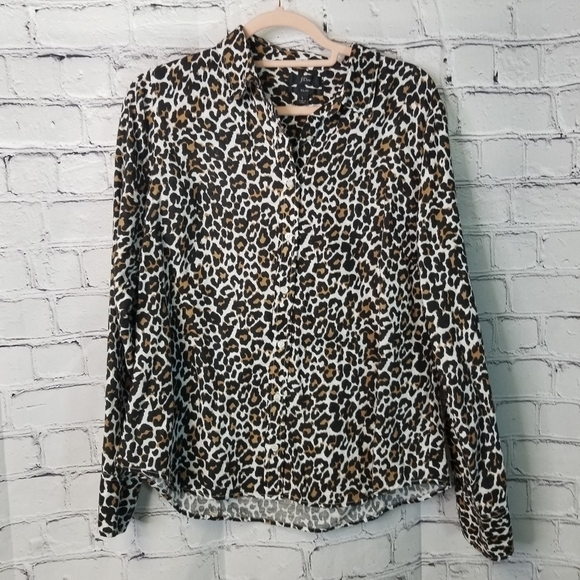 J Crew animal print linen blend slim button up shirt - Picture 3 of 9